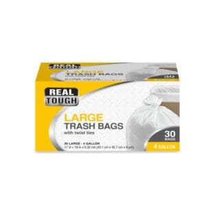 REAL TOUGH TRASH BAG DRAW STRING BLACK 26 GL 30CT/12