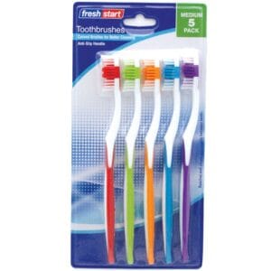 FRESH START TOOTHBRUSH MEDIUM TRANSLUCENT COLORS 3PK/48