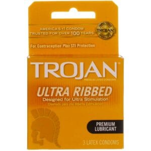 TROJAN ULTRA RIBBED BROWN 3CT/48