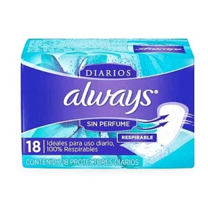 ALWAYS DIARIOS SIN PERFUME RESPIRABLE 18CT/24