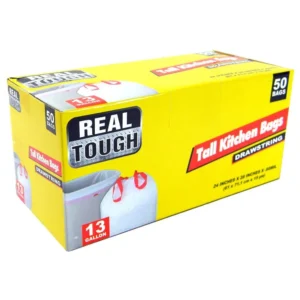 REAL TOUGH TALL KITCHEN BAG DRAW STRING 13 GL 50CT/12