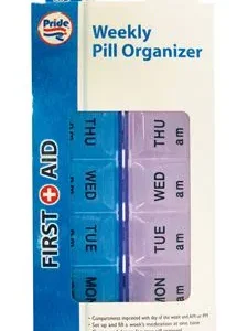 PRIDE PILL ORGANIZER REGULAR WEEKLY AM/PM7 X 3.5 IN / 36