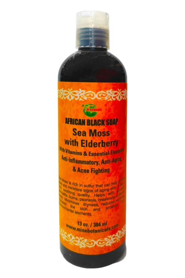 Liquid Black soap with Seamoss and Elderberry 13 oz